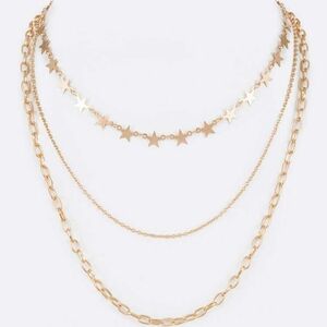 J. Elise Boutique Gold Dainty Star Mix Chain Layer Fashion Necklace